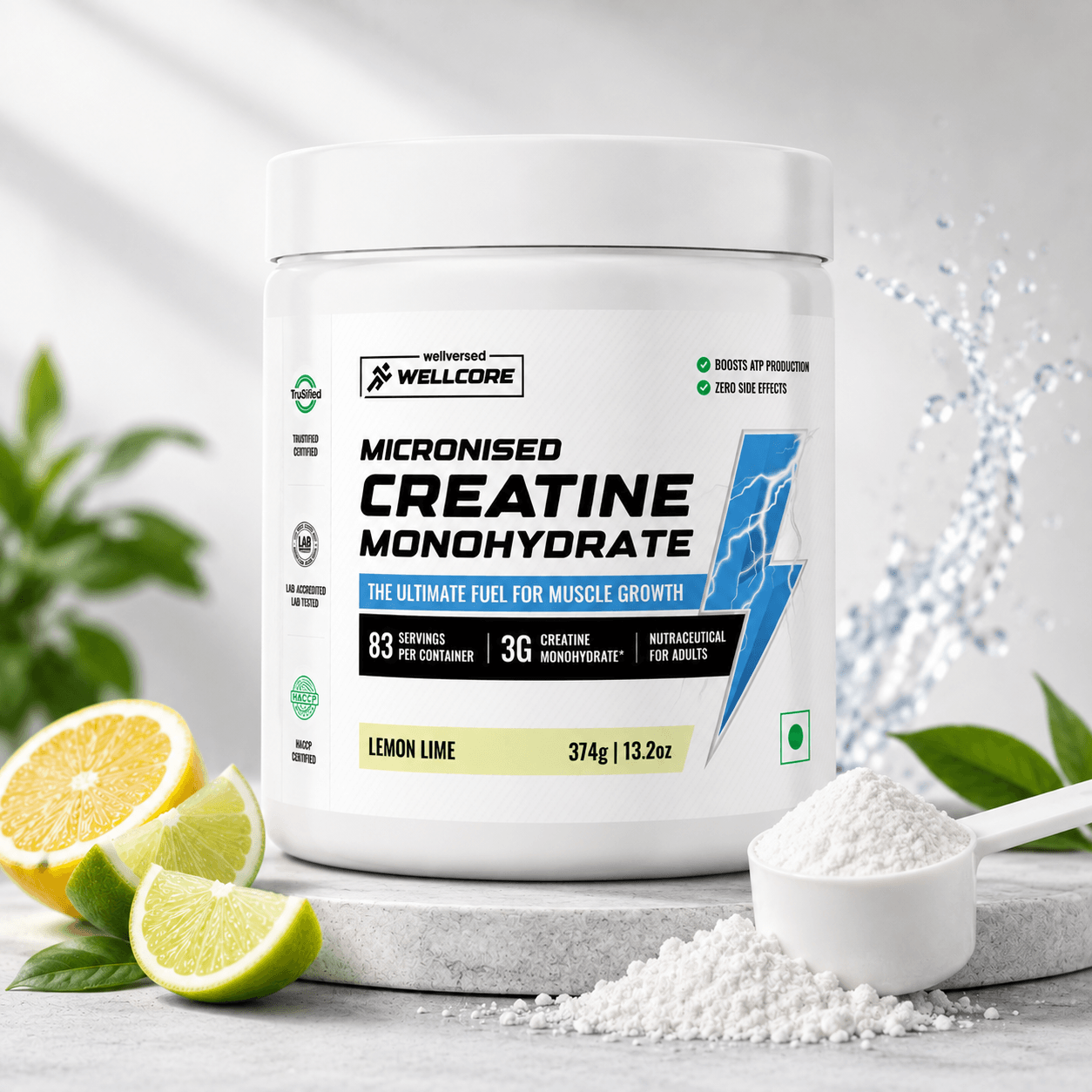 Wellcore - Pure Micronised Creatine Monohydrate (307g, 83 servings) · Lemon Lime